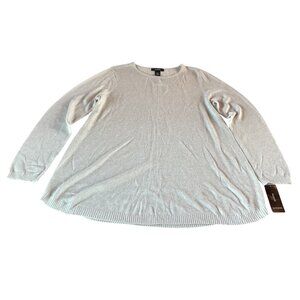 NWT Alfani Womens Medium Ivory Silver Metallic Sweater Long Sleeve Soft Knit Cre